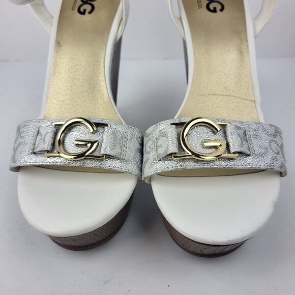 GBG Los Angeles Selah ankle strap Block Heel White Sandal - Picture 6 of 15